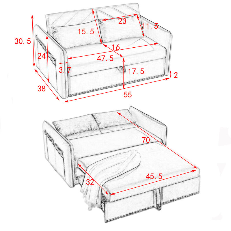 Merax Adjustable Sleeper Sofa with Pull-out Bed