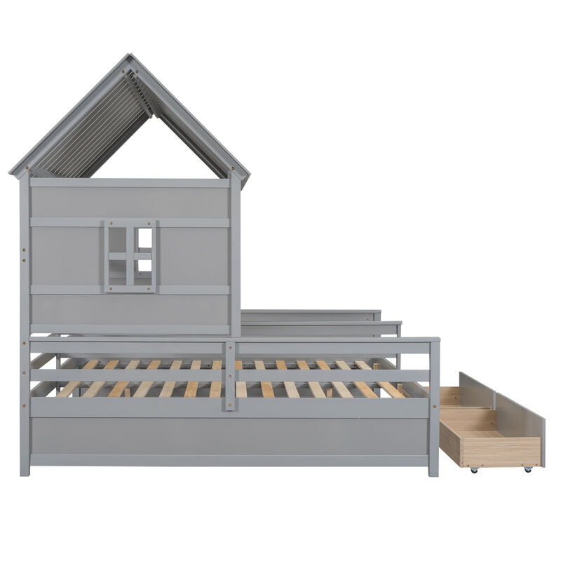 Merax House Platform Beds with Two Drawers