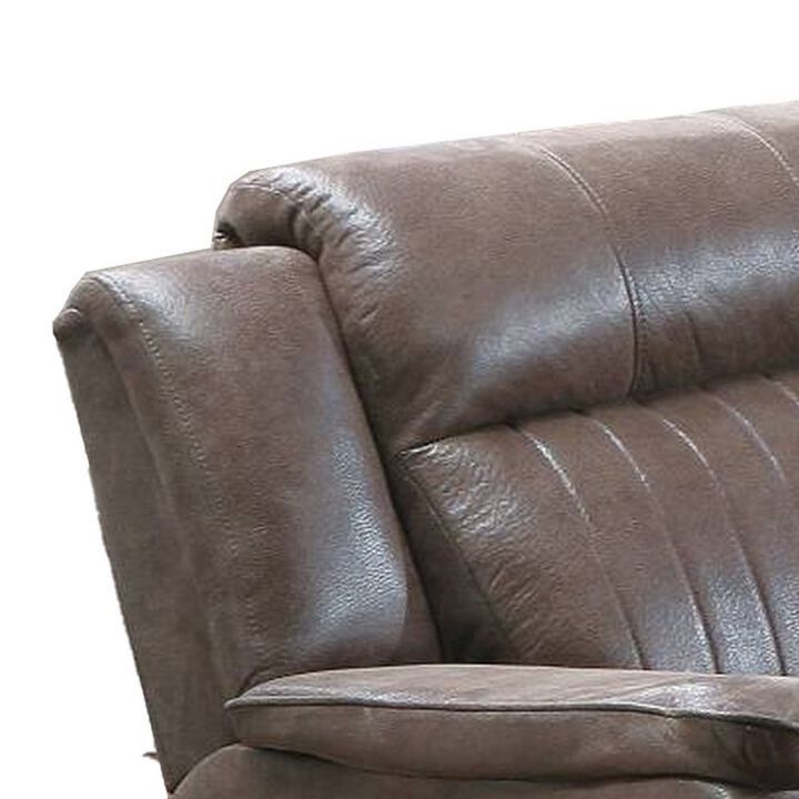 Fabric Manual Recliner Chair with Pillow Top Arms, Brown-Benzara