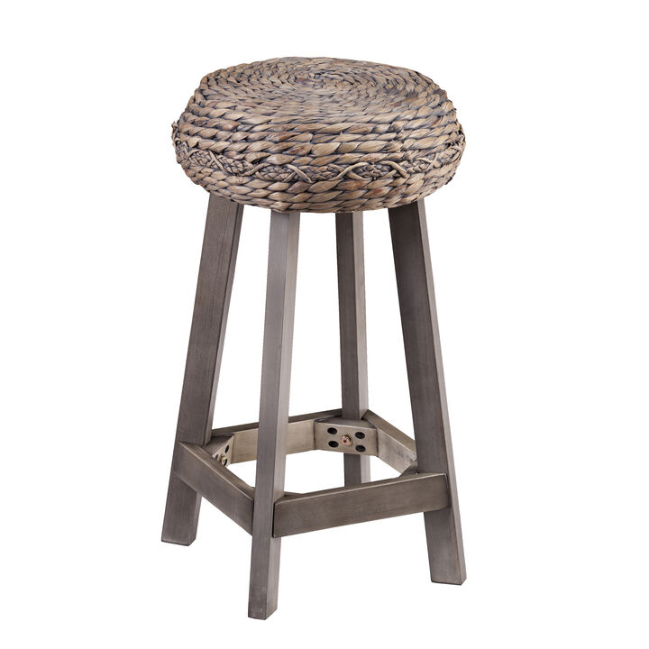 Rutina Backless Round Water Hyacinth 24" Stools 2pc Set