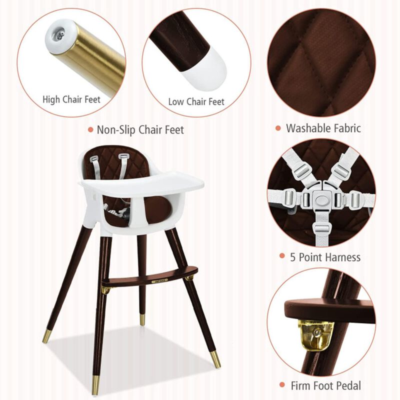 Hivvago 3-In-1 Adjustable Baby High Chair with Soft Seat Cushion for Toddlers