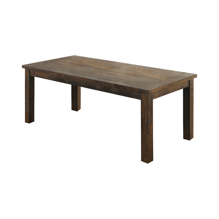 Wooden Rectangular Dining Table, Natural Wood Brown - Benzara