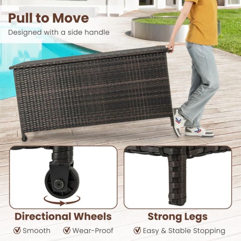 Hivvago Indoor Outdoor 85 Gallon Storage Container with Waterproof Liner and Universal Wheels