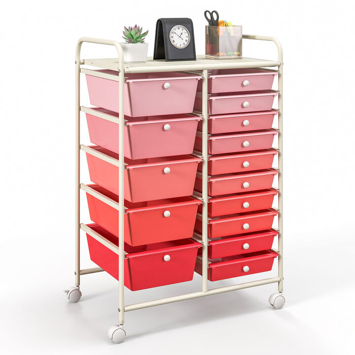 15-Drawer Storage Rolling Organizer Cart