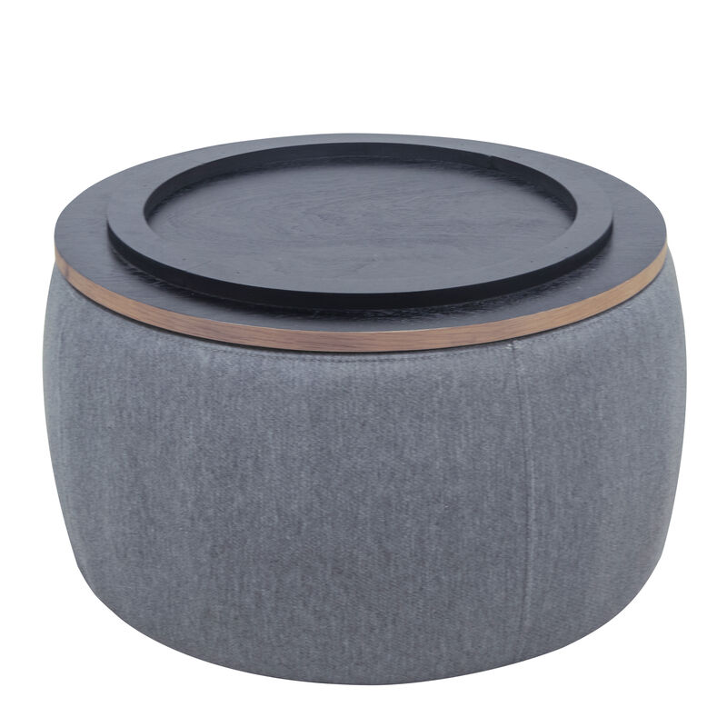 Hivvago 2 in 1 Round Storage Organizer and Foot Stool with Wooden Lid
