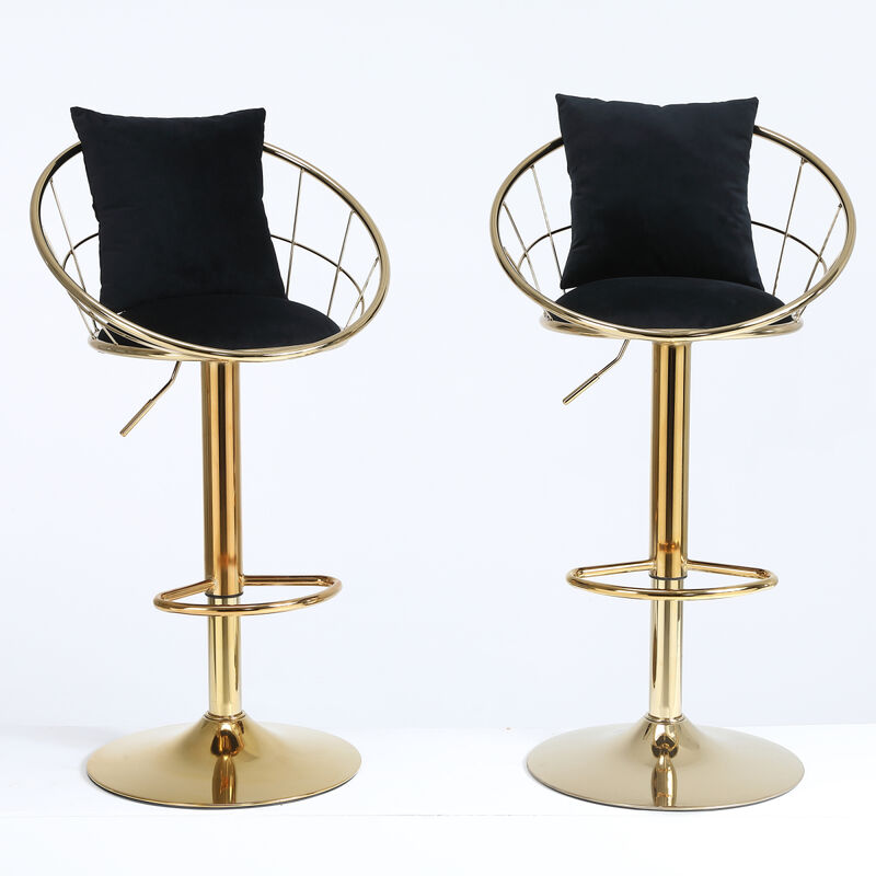 Velvet Bar Chair, Pure Plated, Unique Design, 360 Degree Height