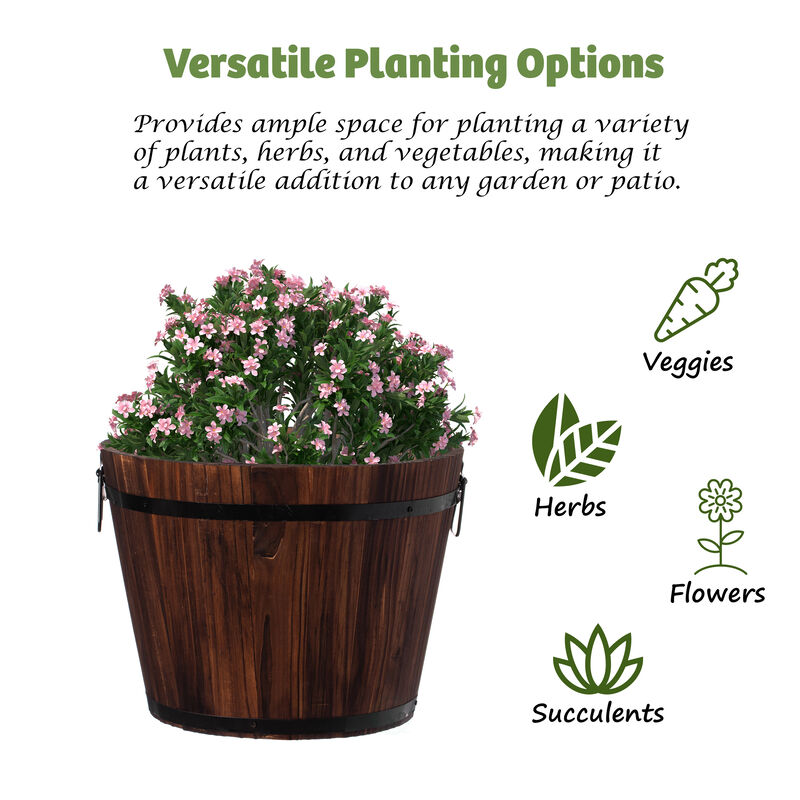 Wooden Whiskey Barrel Planters, Medium