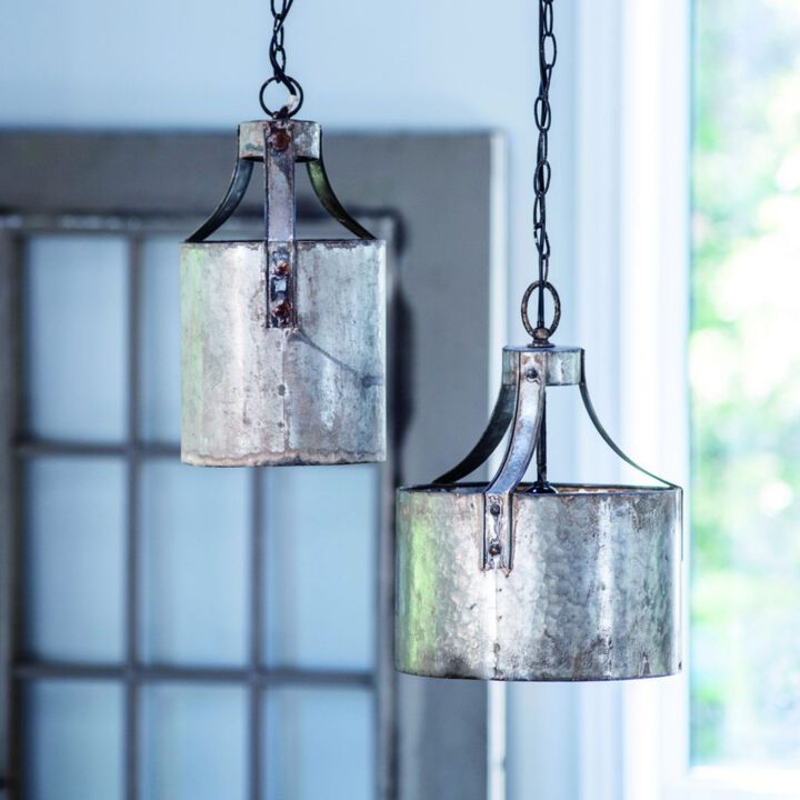 15" Gray and Rustic Brown Vintage Style Large X-Light Chandelier