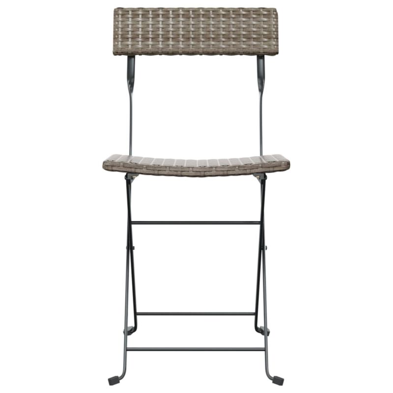 vidaXL Folding Bistro Chairs 2 pcs Gray Poly Rattan and Steel