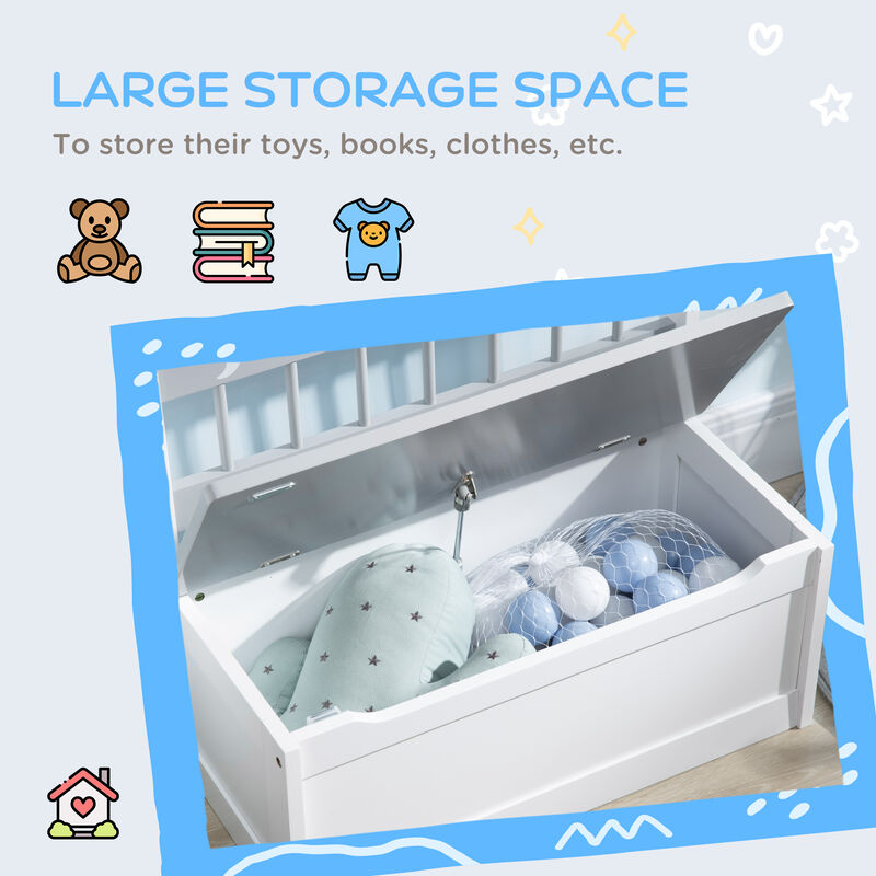 2-IN-1 Toy Chest, Kids Storage Bench Cabinet with Safety Pneumatic Rod, Grey