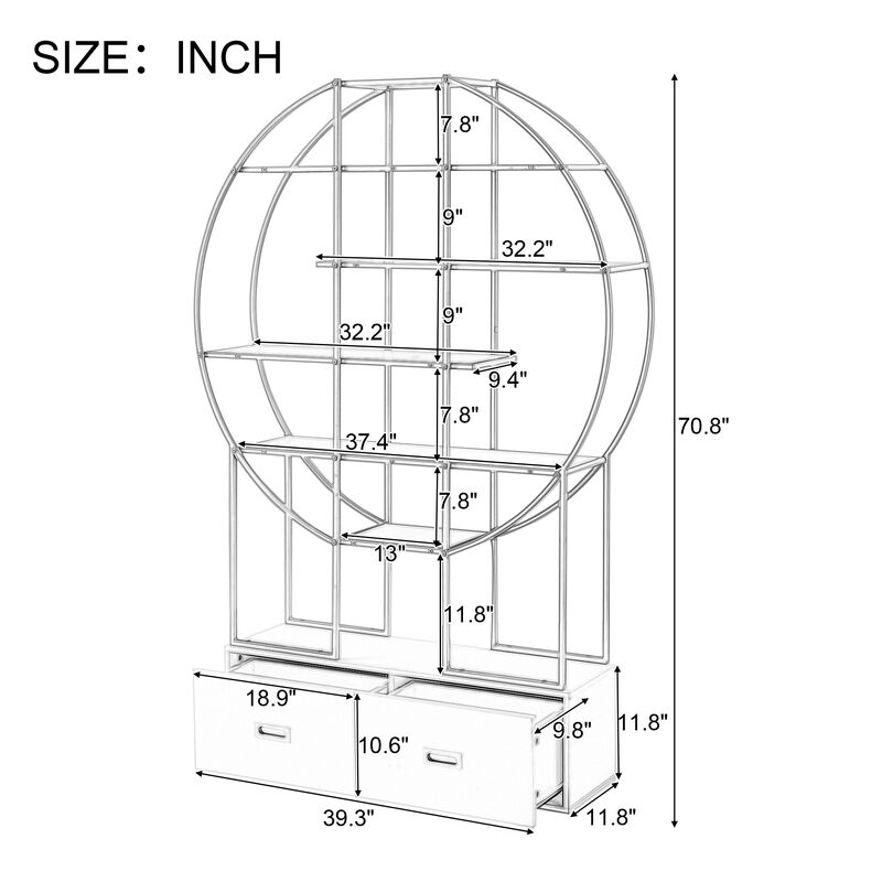 Merax Gold Frame Round Office Bookcase Bookshelf