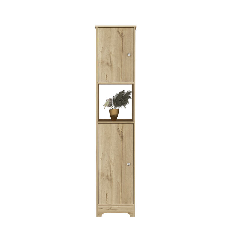DEPOT E-SHOP Hartford 2 Piece Bathroom Set, Yaka Linen Cabinet + Dustin Free Standing Sink Cabinet , Light Oak