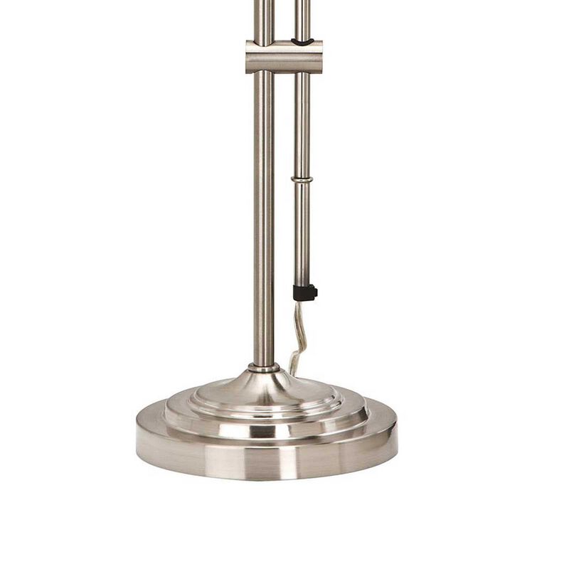 Metal Rectangular Desk Lamp with Adjustable Pole, Silver-Benzara