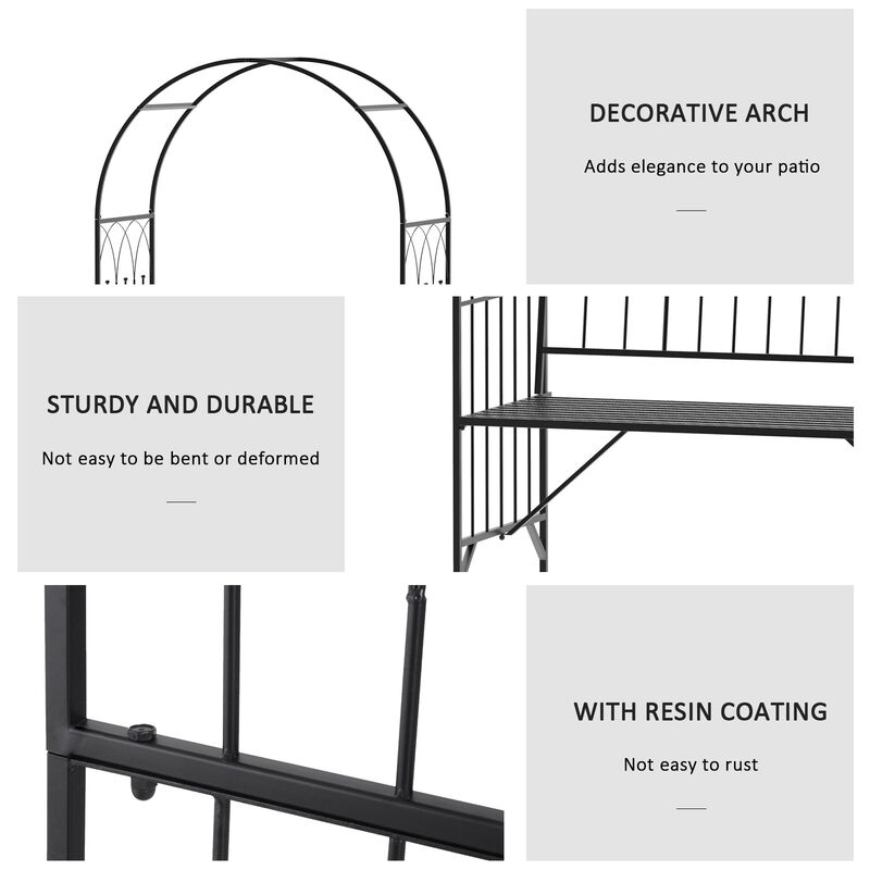 Romantic Garden Arch: 23.25" Metal Arbor with Bench for Two