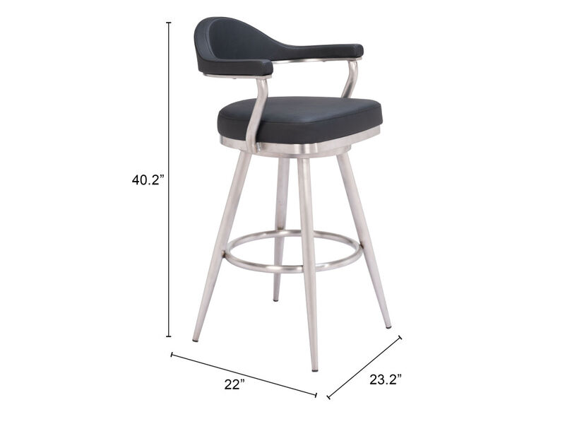 Vagur Swivel Barstool Black