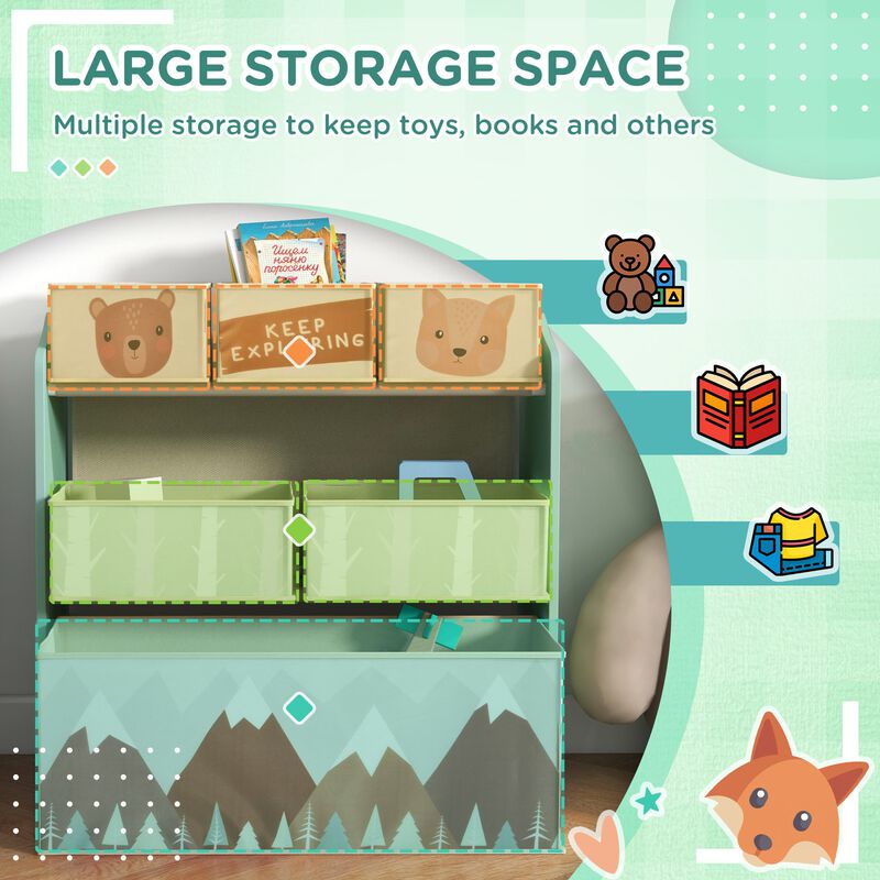 Green Kids Toy Organizer: 6-Bin System, 25"x12"x26"