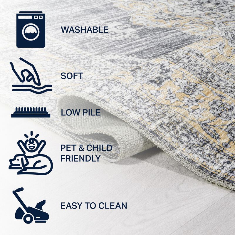 Bausch Bohemian Distressed Chenille Machine-Washable Area Rug