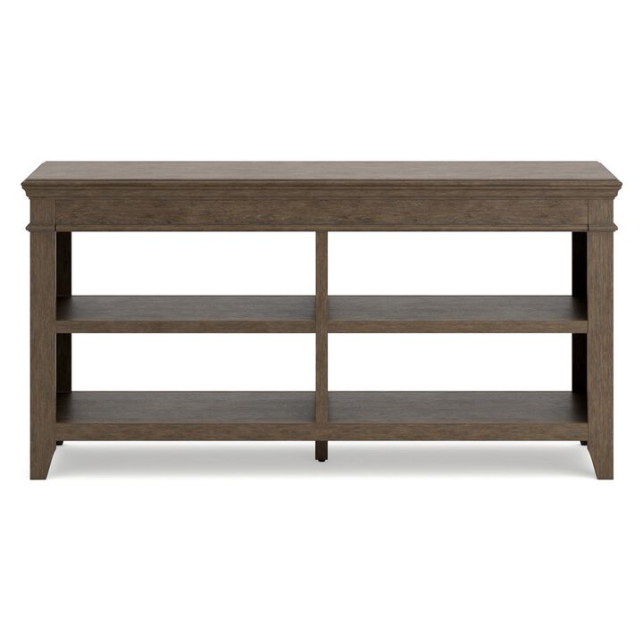 Vells 60 Inch Credenza Table, 2 Adjustable Shelves, Brushed Grayish Brown - Benzara