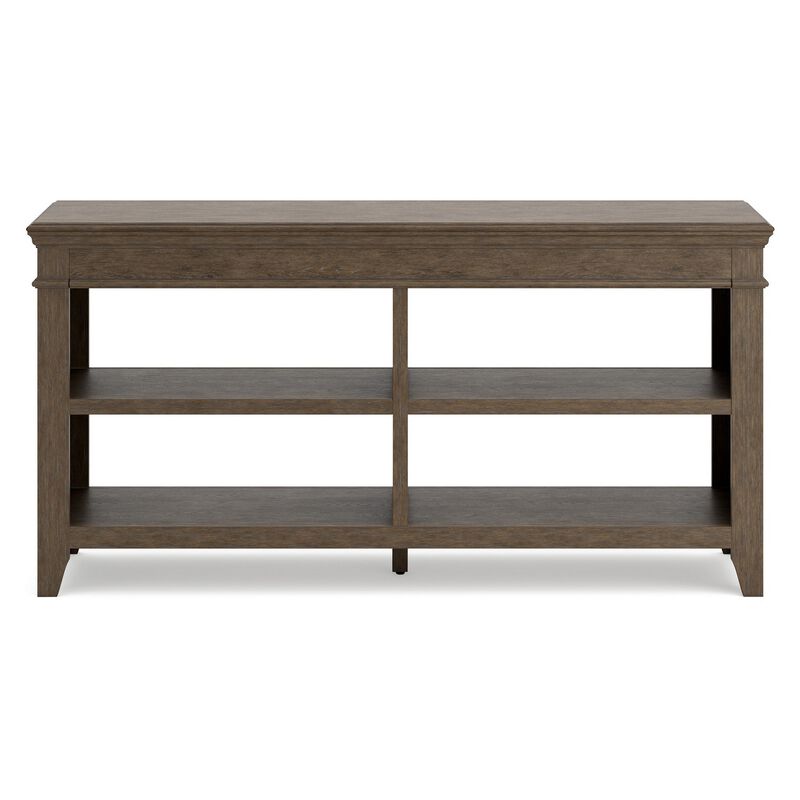 Vells 60 Inch Credenza Table, 2 Adjustable Shelves, Brushed Grayish Brown - Benzara