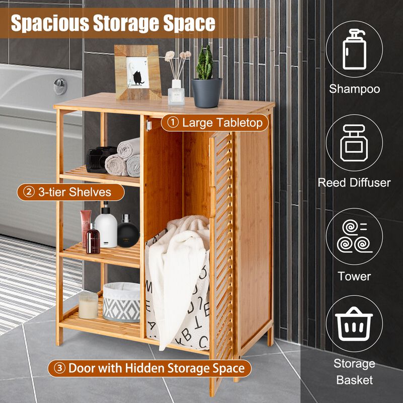 Wicker Bathroom Storage Cabinet with Single Door