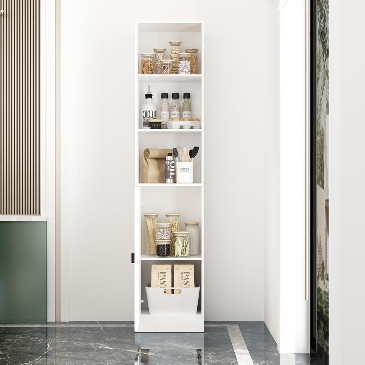 White Wood Storage Cabinet Buffet and Hutch Combination Cabinet With Shelves