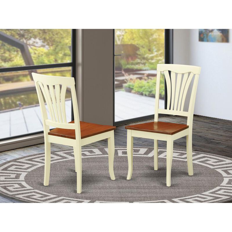 East West Furniture Avon  Dining  Chair  Wood  Seat  -  Buttermilk    and  Cherry  Finish,  Set  of  2