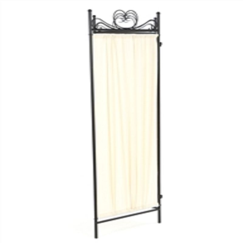 Freestanding 4-Panel Metal Room Divider Fabric Screen for Bedroom, Office, Living Room