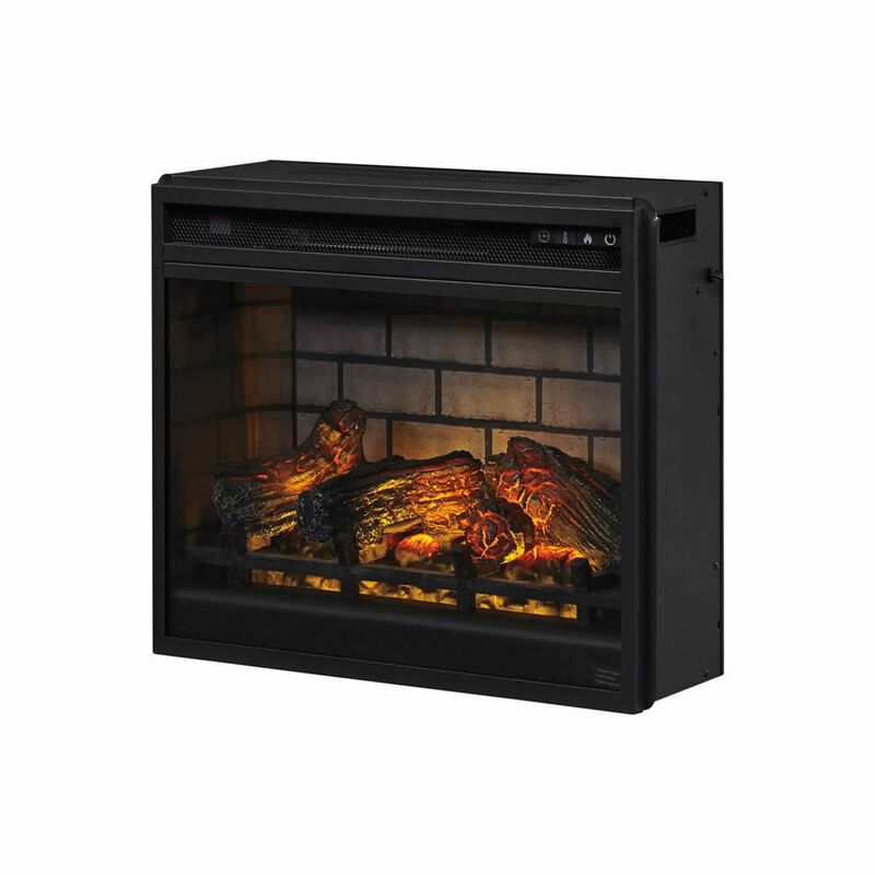 23.75 Inch Metal Fireplace Inset with 7 Level Temperature Setting, Black - Benzara