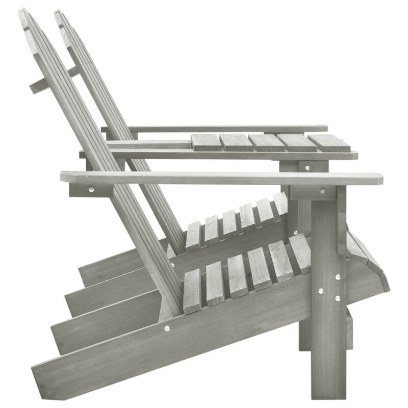 vidaXL Patio Adirondack Chairs with Tea Table Solid Wood Fir Gray
