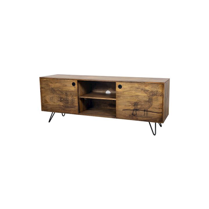 Porter Designs Alpine Solid Wood TV Stand, Natural