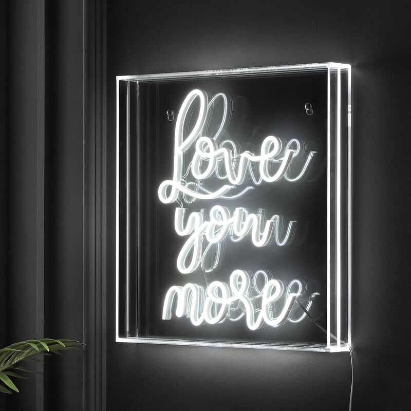 Love You More 15" Square Contemporary Glam Acrylic Box USB Operated LED Neon Light