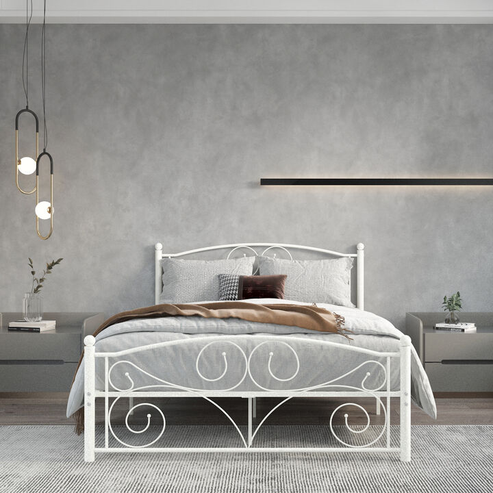 Streamdale Queen Metal Bed Frame with Intricate Floral Headboard