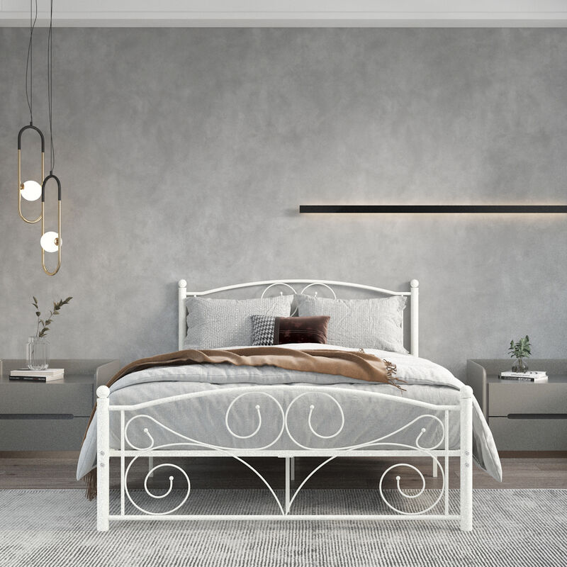 Streamdale Queen Metal Bed Frame with Intricate Floral Headboard