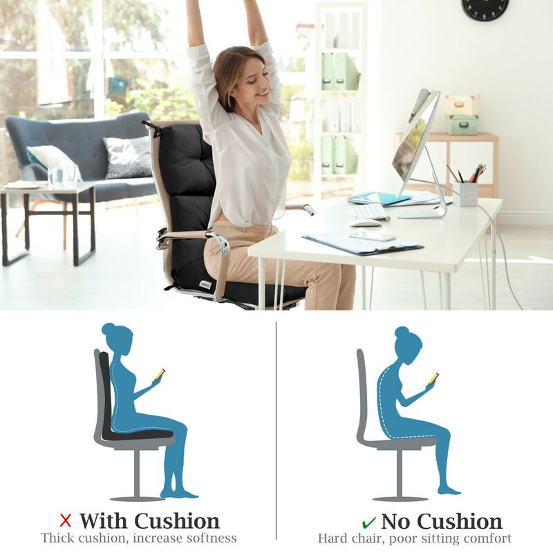 Tufted Patio High Back Chair Cushion with Non-Slip String Ties
