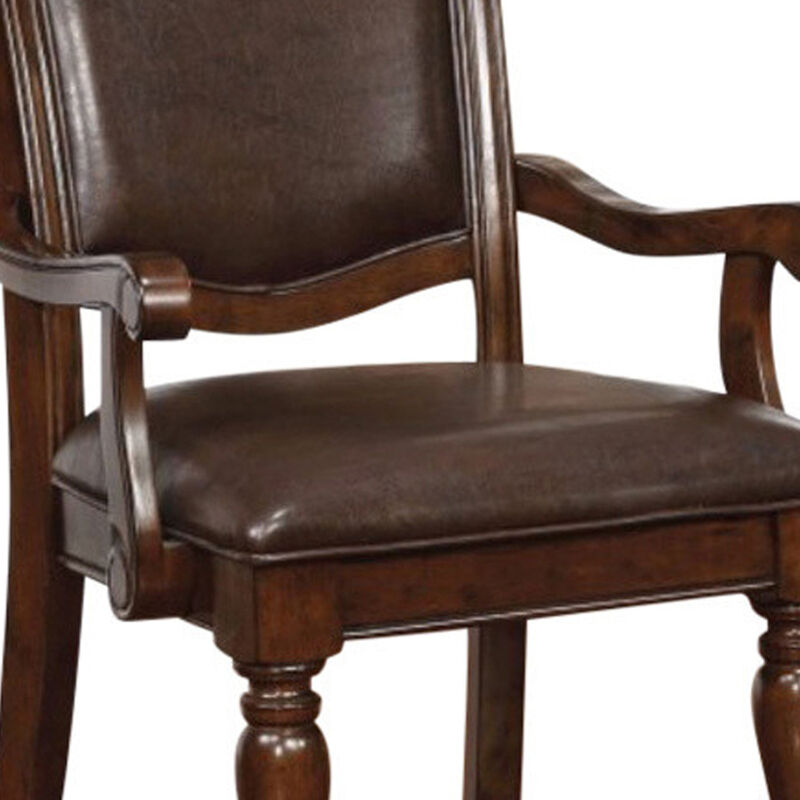 Alpena Traditional Arm Chairs, Set of 2, Cherry Brown - Benzara