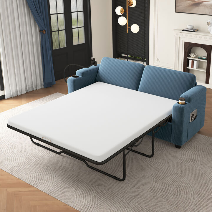 Merax  Corduroy Sleeper Sofa Loveseat Sofa with Mattress