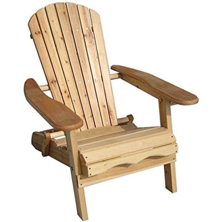 NorthbeamMerry Garden Foldable Wooden Adirondack Chair, Outdoor, Garden, Lawn, Deck Chair, Natural