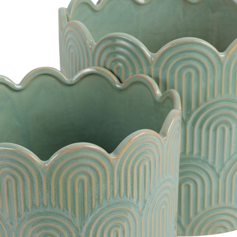 Sage Green Arch Stone Planters set