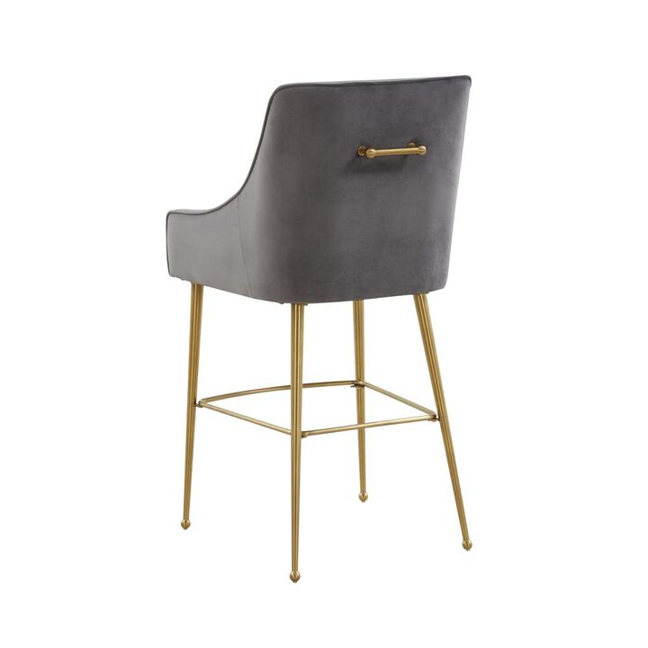 Belen Kox Regal Dark Grey Velvet Counter Stool, Belen Kox
