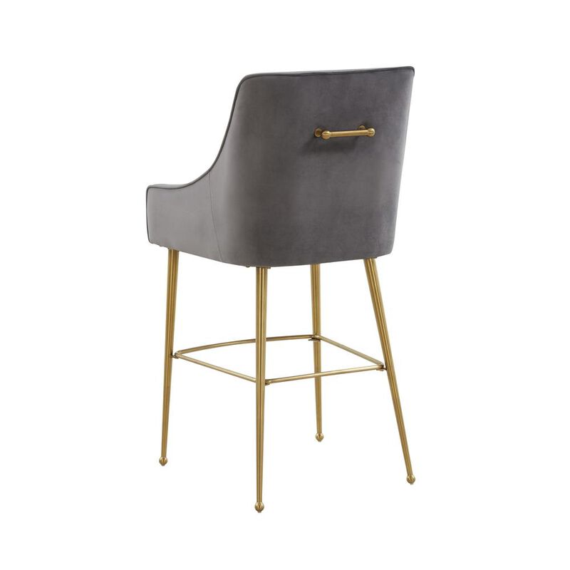 Belen Kox Regal Dark Grey Velvet Counter Stool, Belen Kox
