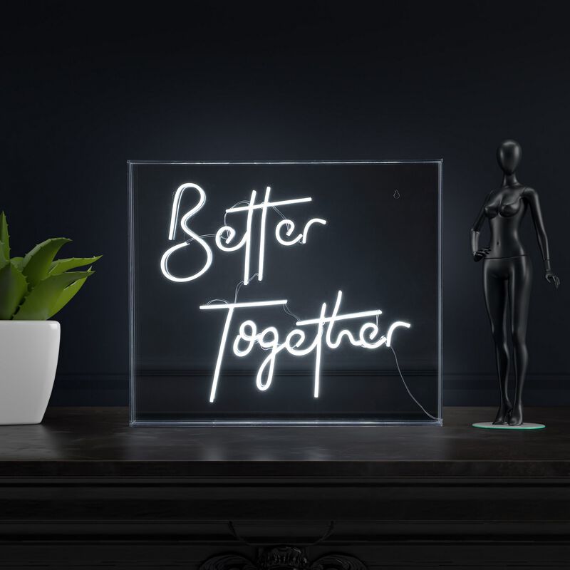 Better Together 23.63" X 20" Contemporary Glam Acrylic Box USB Operated LED Neon Light