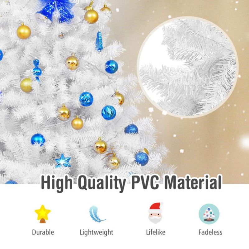 Hivvago 6/7.5/9 Feet White Christmas Tree with Metal Stand
