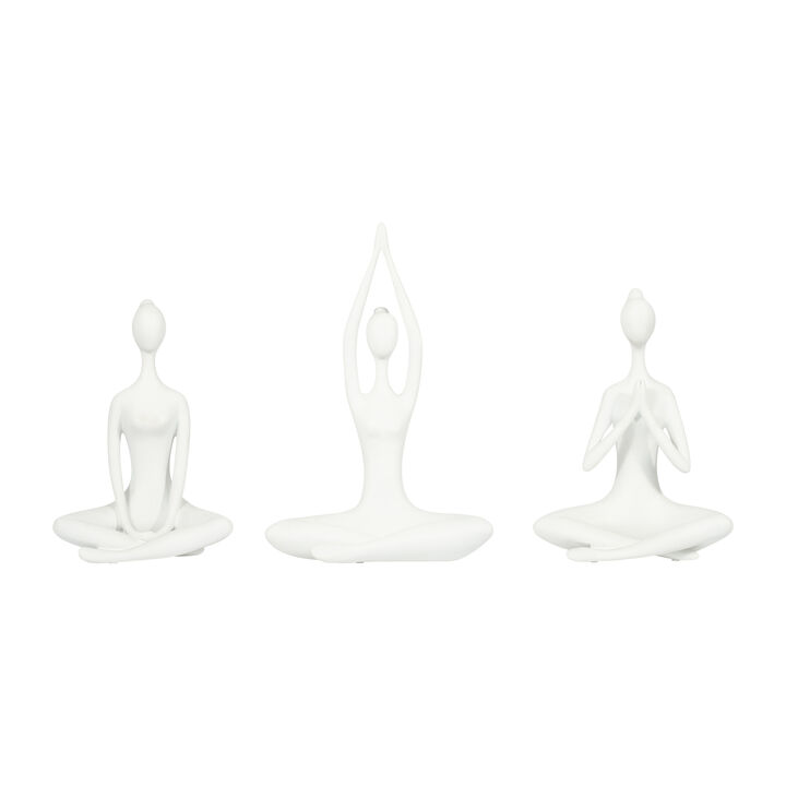 White 10" Resin Yoga Ladies Set
