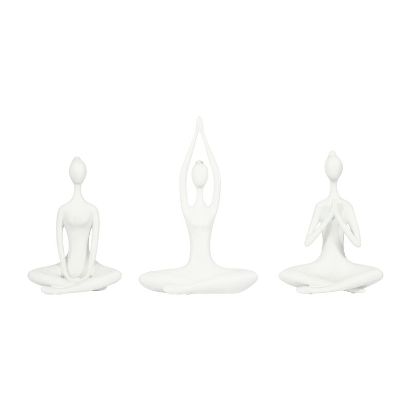 White 10" Resin Yoga Ladies Set