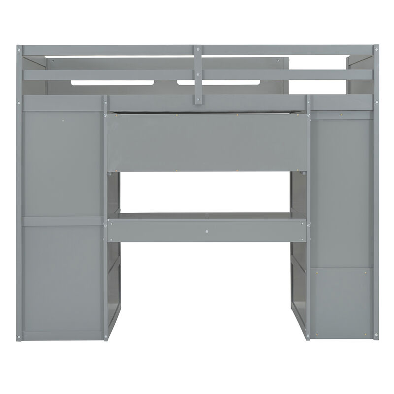 Merax Classical Loft Bed with Desk and Wardrobes
