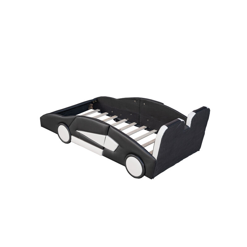 Merax Race Car-Shaped Platform Bed with Wheels