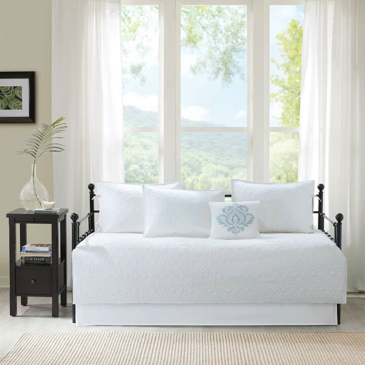 6-Piece Reversible Quilted Daybed Cover Set – Farmhouse Bedding in Seafoam Teal