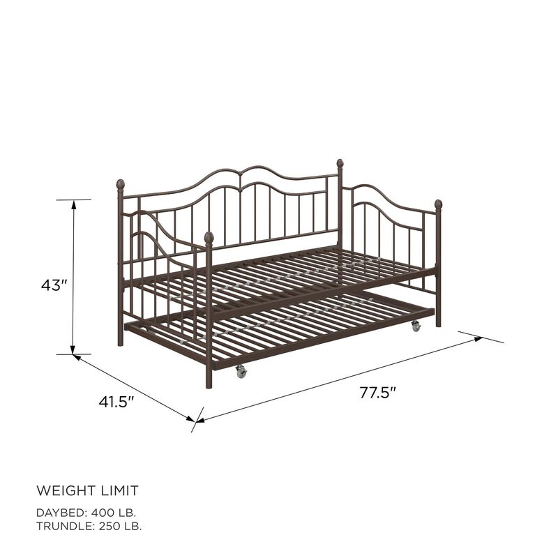 Atwater Living Selene Daybed and Trundle, Bronze Metal