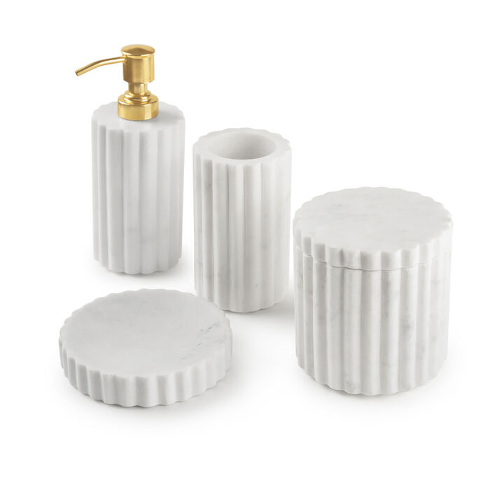 Roksana White Marble Bath Accessories, Set of 4