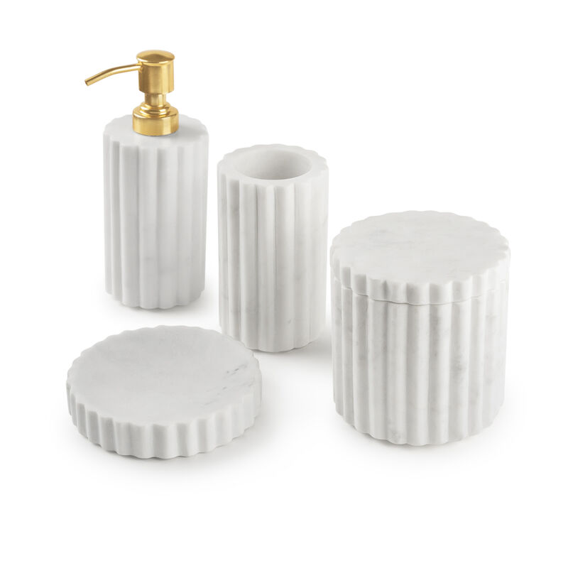 Roksana White Marble Bath Accessories, Set of 4